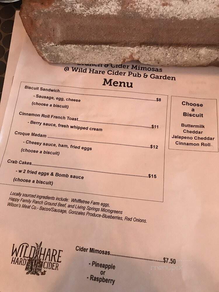 Wild Hare Cider Pub & Garden - Warrenton, VA menu_pic