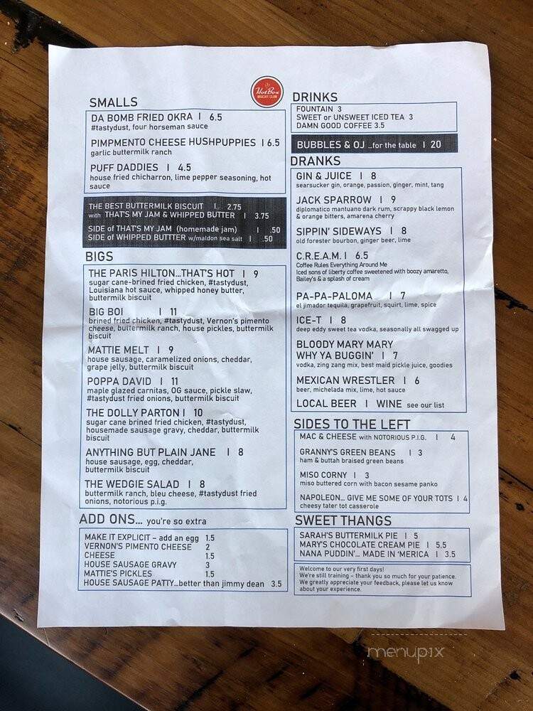 Hot Box Biscuit Club - Fort Worth, TX menu_pic