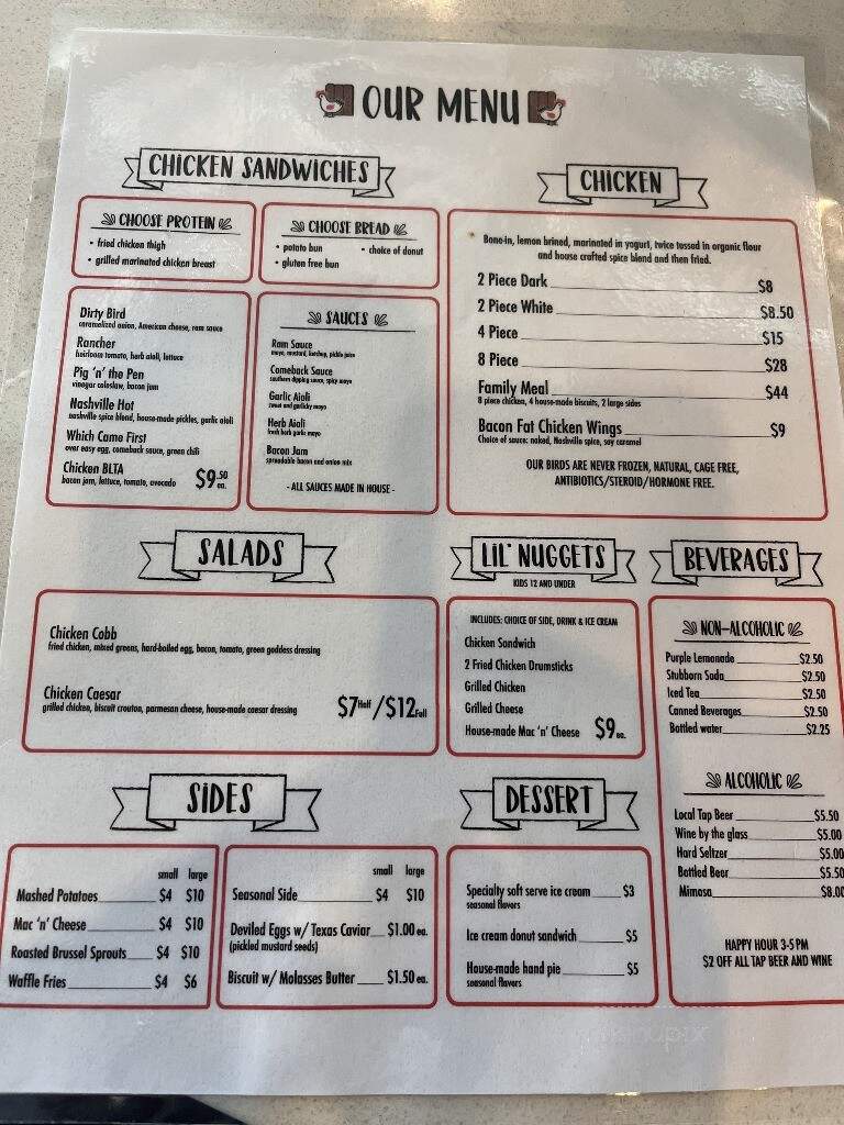 Backyard Bird Chicken & Donuts - Timnath, CO menu_pic