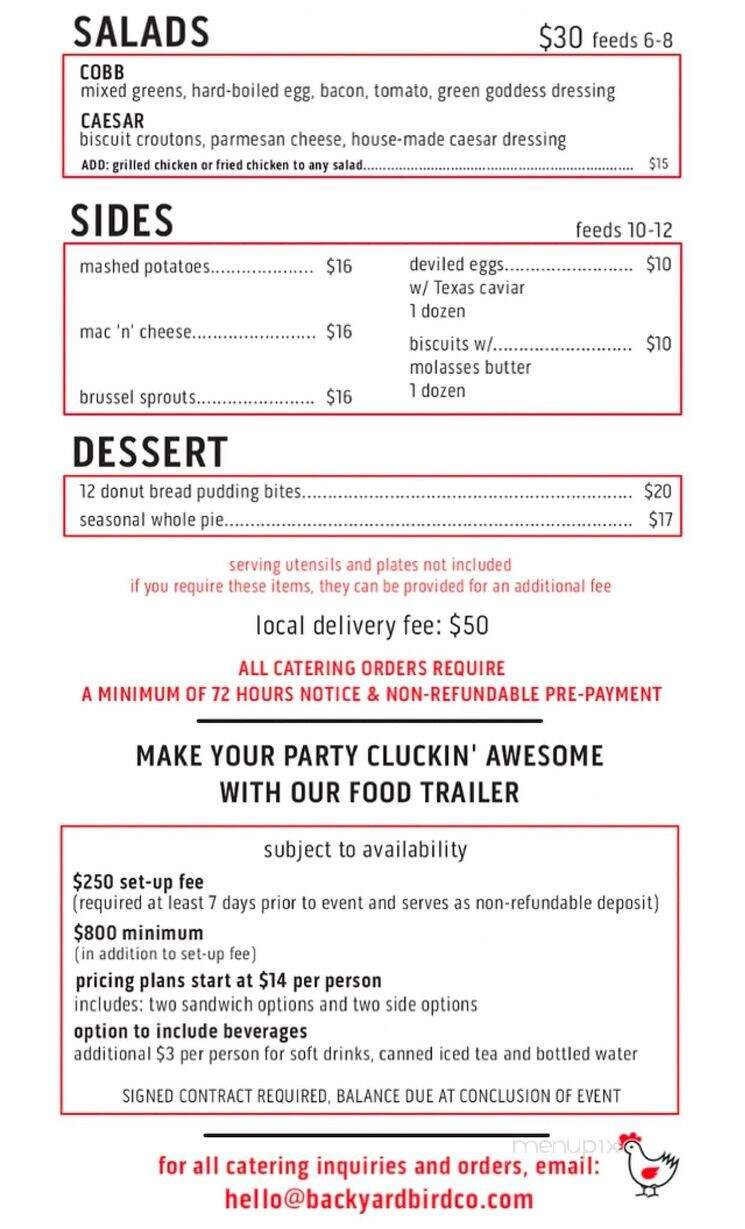 Backyard Bird Chicken & Donuts - Timnath, CO menu_pic