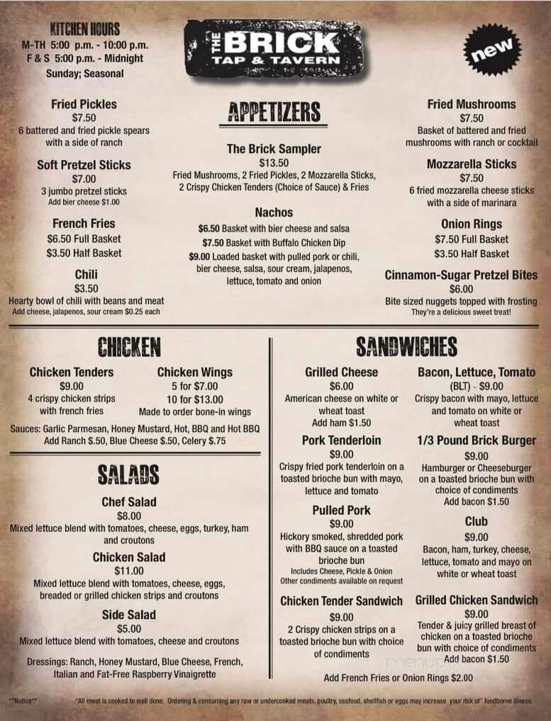 The Brick Tap & Tavern - Huber Heights, OH menu_pic
