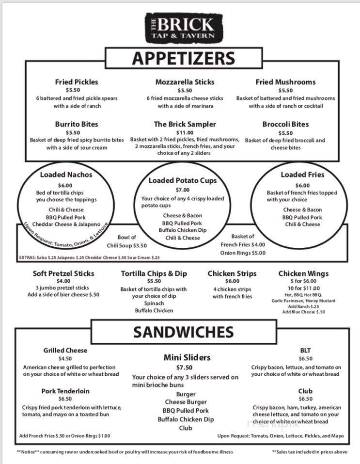 The Brick Tap & Tavern - Huber Heights, OH menu_pic