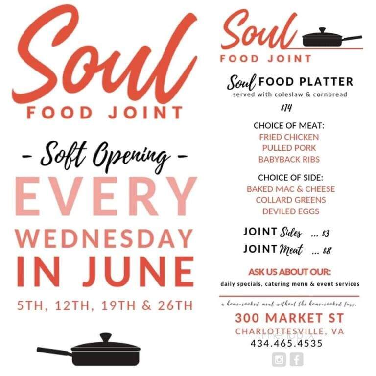 Soul Food Joint - Charlottesville, VA menu_pic