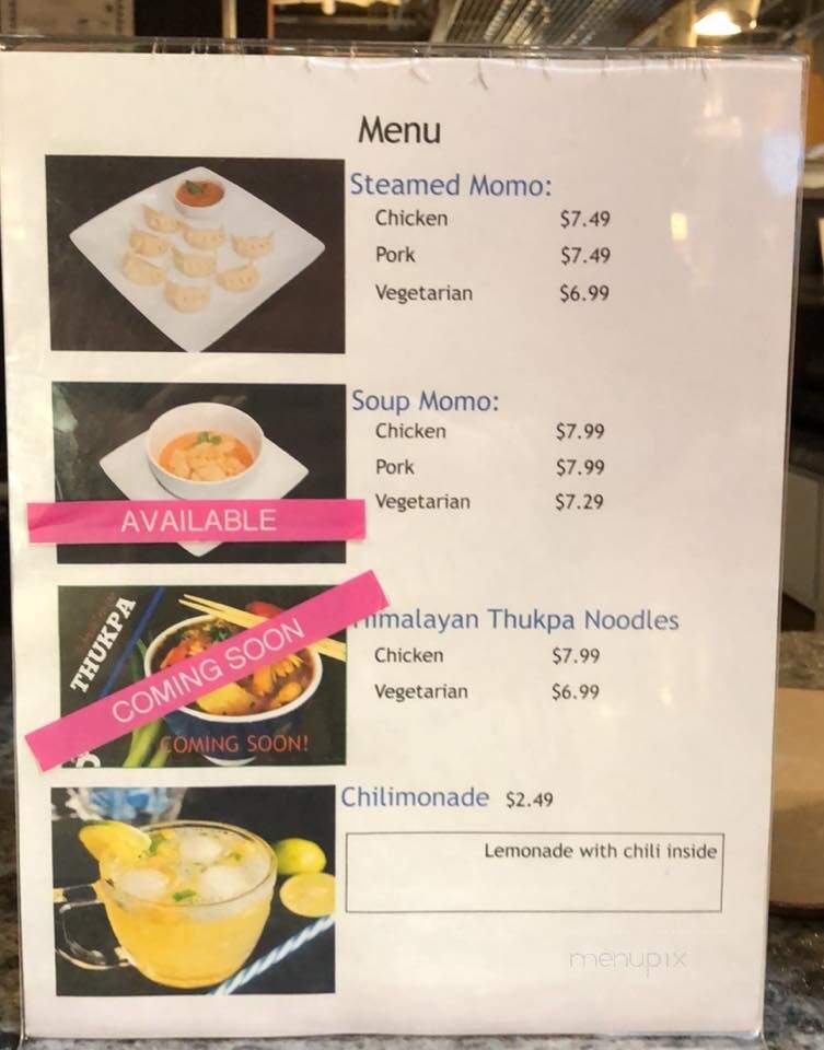 Momo Palace - Worcester, MA menu_pic