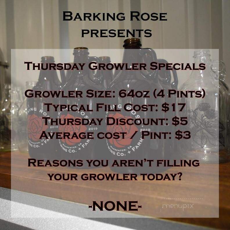 Barking Rose - Warrenton, VA menu_pic