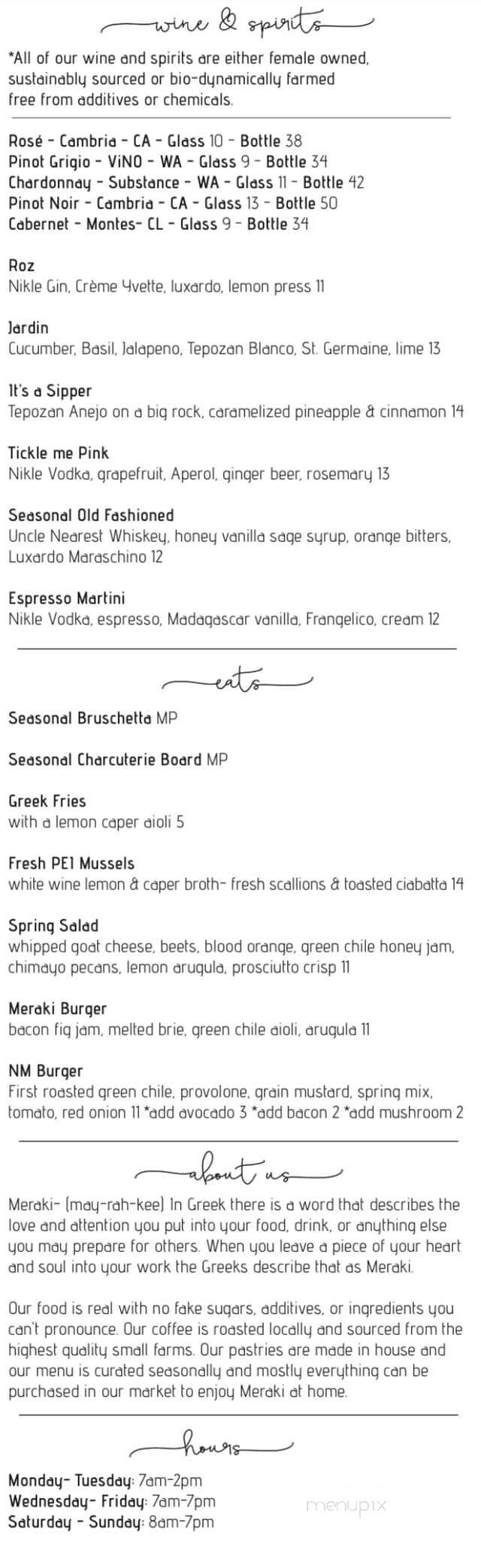 Meraki Coffee+Market - Albuquerque, NM menu_pic