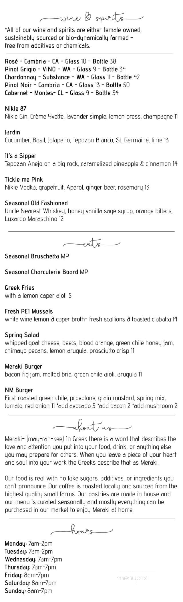 Meraki Coffee+Market - Albuquerque, NM menu_pic