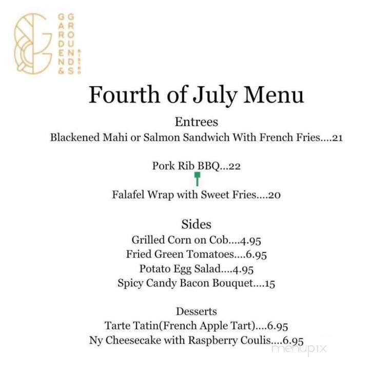 Garden & Grounds Bistro - Baltimore, MD menu_pic