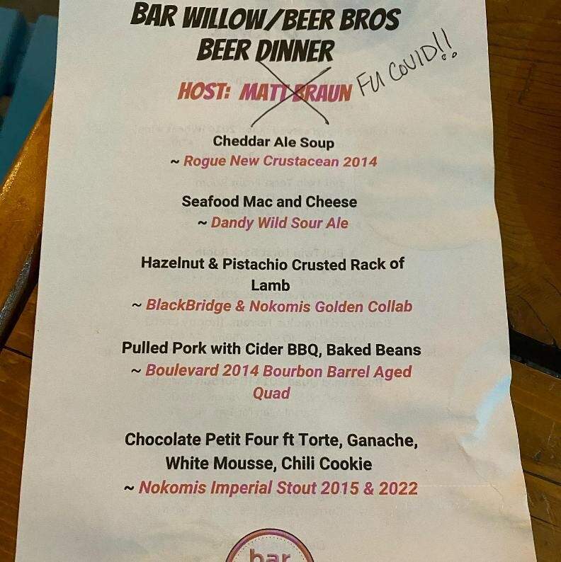 Bar Willow Eatery - Regina, SK menu_pic