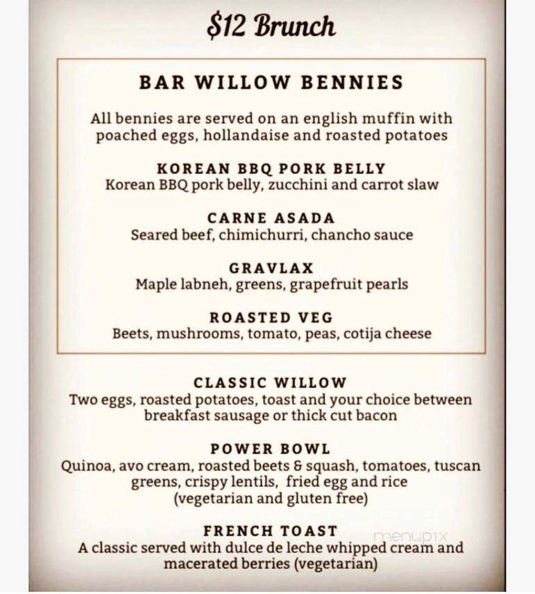 Bar Willow Eatery - Regina, SK menu_pic
