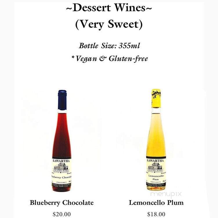 Kawartha Country Wines - Buckhorn, ON menu_pic