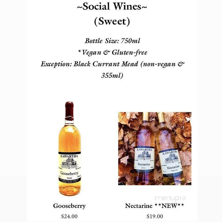 Kawartha Country Wines - Buckhorn, ON menu_pic