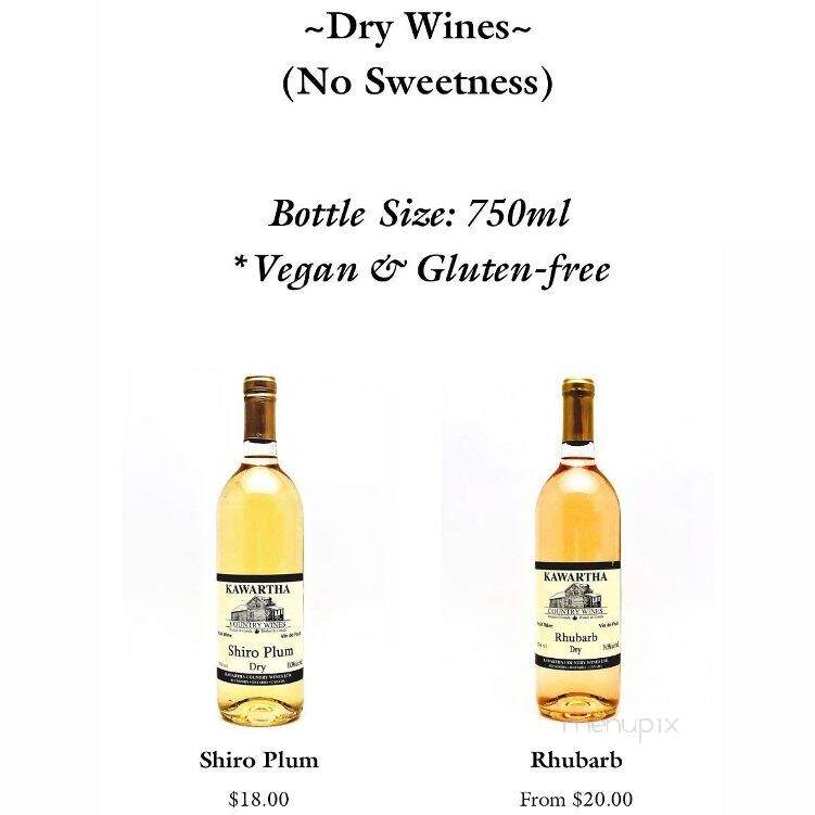 Kawartha Country Wines - Buckhorn, ON menu_pic