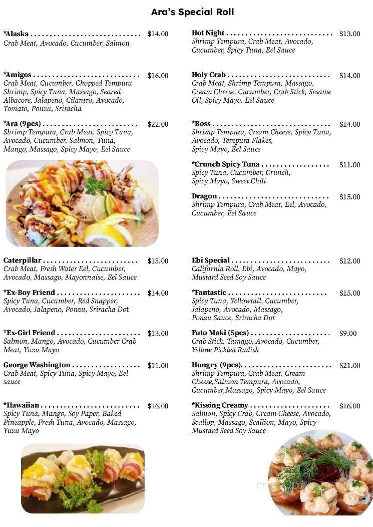 Ara Sushi & Grill - Richland, WA menu_pic