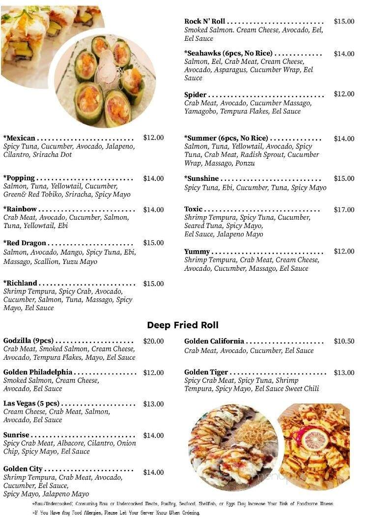 Ara Sushi & Grill - Richland, WA menu_pic