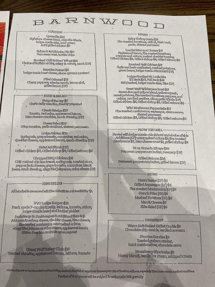 Barnwood - Manteca, CA menu_pic