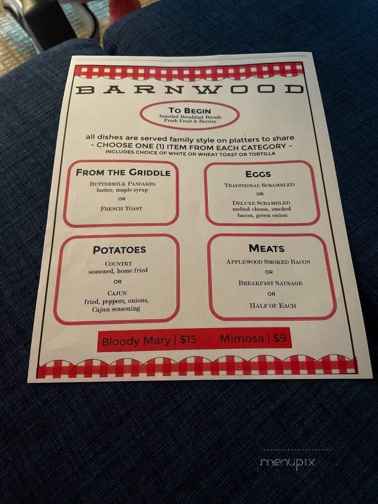 Barnwood - Manteca, CA menu_pic