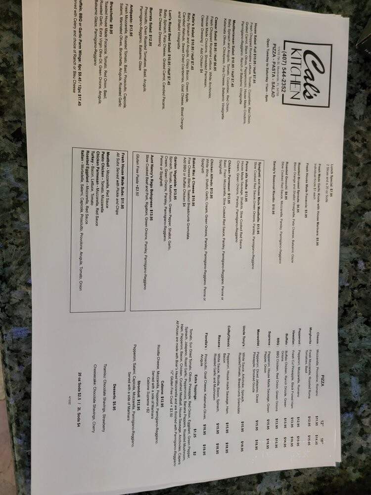 Cal's Kitchen - Montverde, FL menu_pic