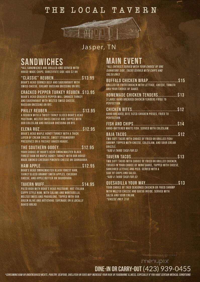 Tavern 55 - Jasper, TN menu_pic
