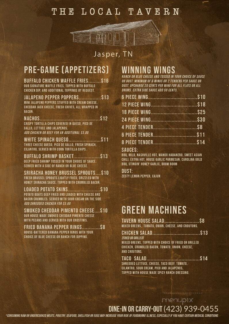 Tavern 55 - Jasper, TN menu_pic