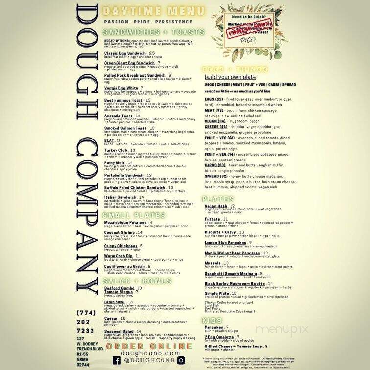 Dough Company - New Bedford, MA menu_pic