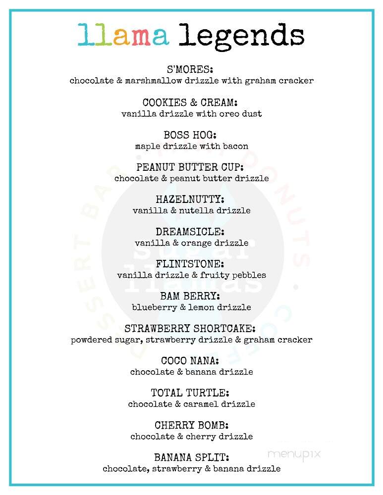 Sugar Llamas - Tulsa, OK menu_pic