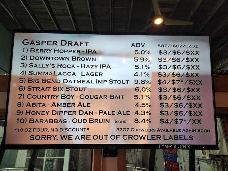 Gasper Brewing - Bowling Green, KY menu_pic