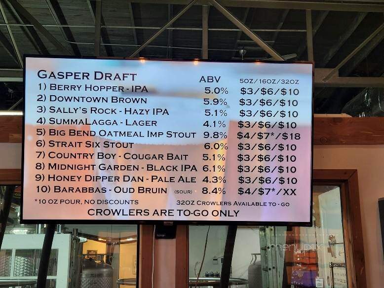 Gasper Brewing - Bowling Green, KY menu_pic