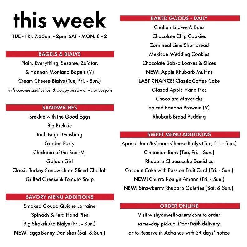 Wish You Well Bakery - Lancaster, PA menu_pic