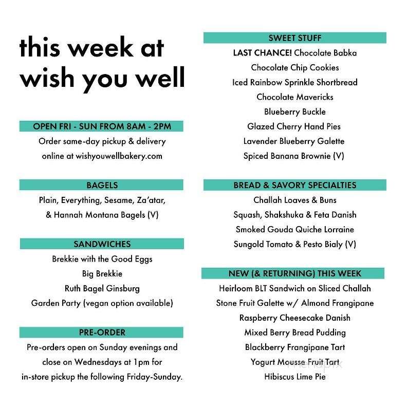 Wish You Well Bakery - Lancaster, PA menu_pic