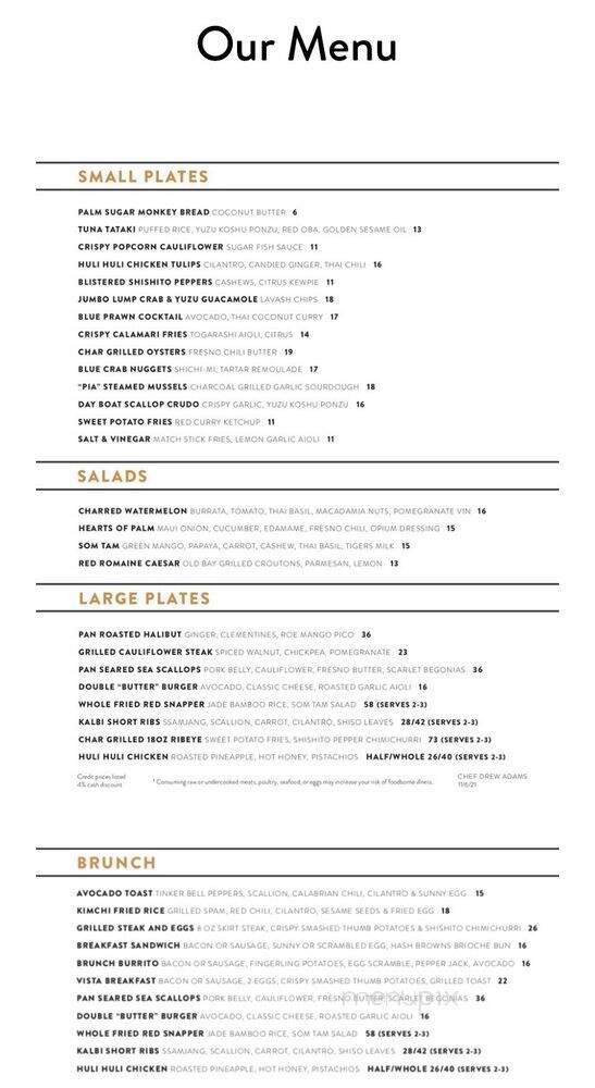 Vista - Hermosa Beach, CA menu_pic