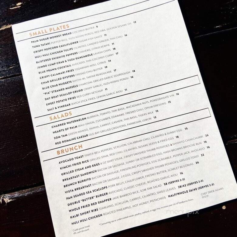 Vista - Hermosa Beach, CA menu_pic