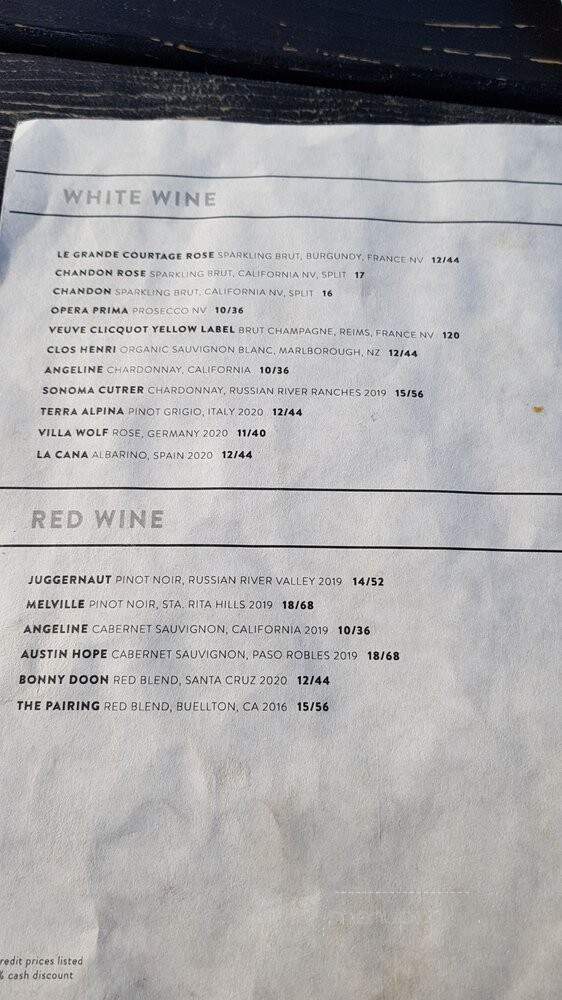 Vista - Hermosa Beach, CA menu_pic