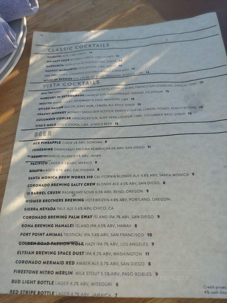 Vista - Hermosa Beach, CA menu_pic