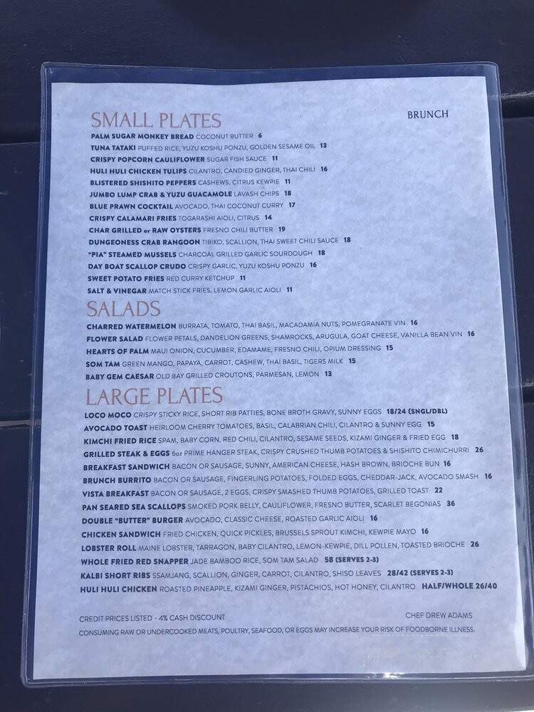Vista - Hermosa Beach, CA menu_pic