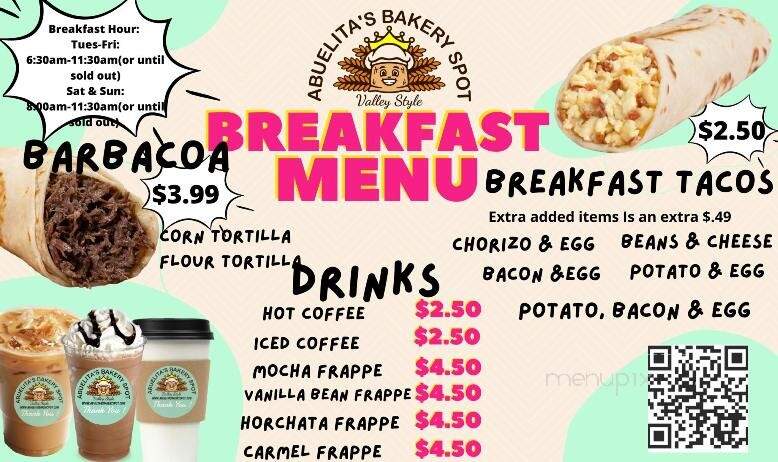 Abuelita's Bakery Spot - Kyle, TX menu_pic