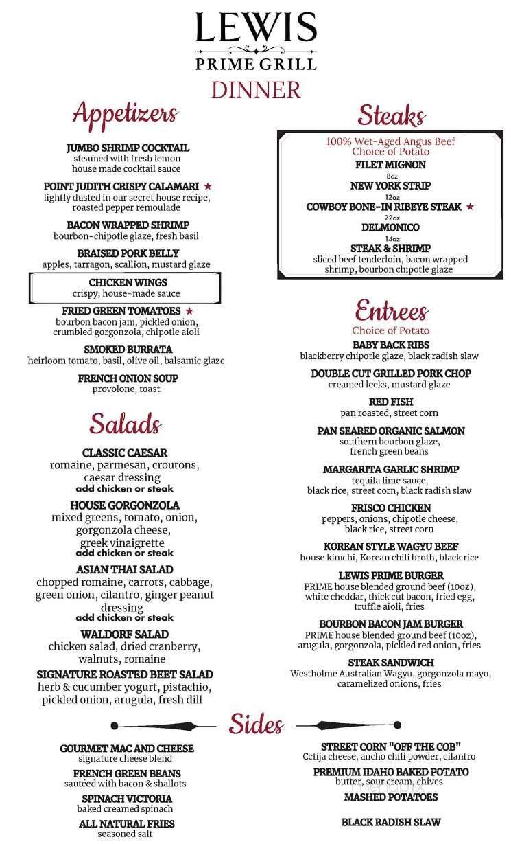 Lewis Prime Grill - Loxahatchee, FL menu_pic