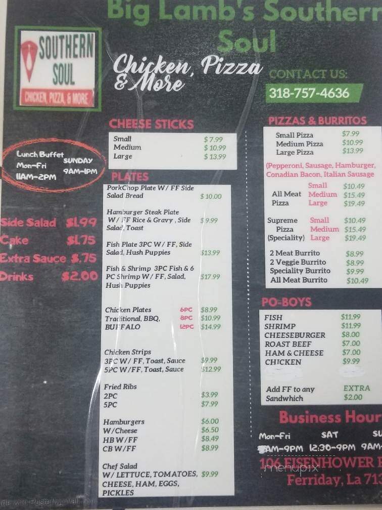 Big Lamb's Southern Soul - Ferriday, LA menu_pic