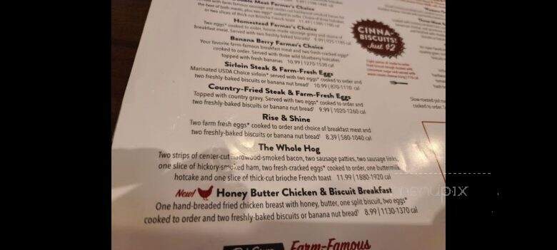 Bob Evans Restaurant - Aurora, IN menu_pic