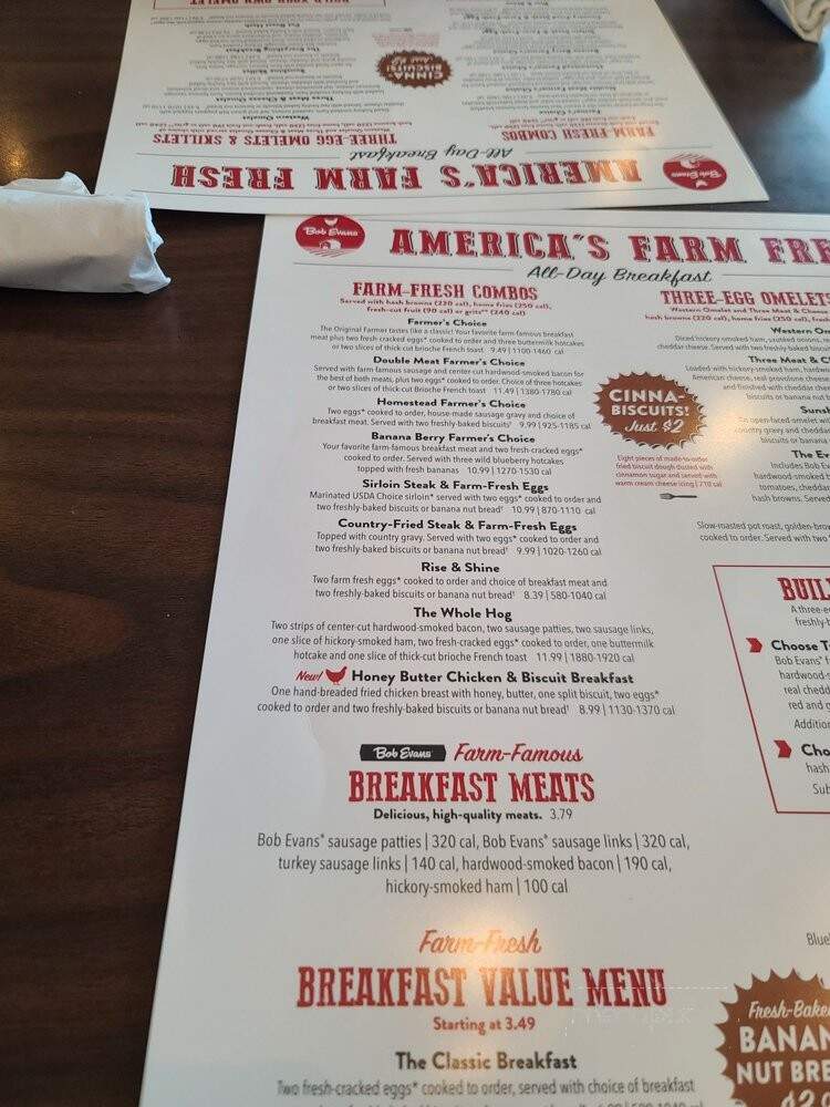 Bob Evans Restaurant - Aurora, IN menu_pic