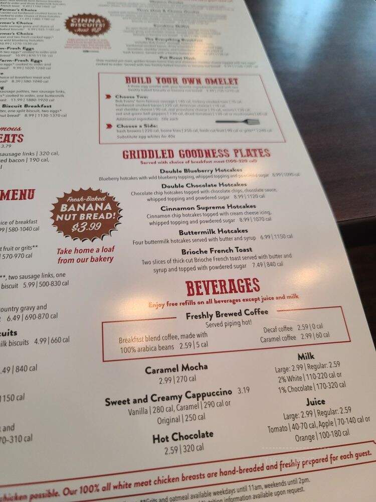 Bob Evans Restaurant - Aurora, IN menu_pic