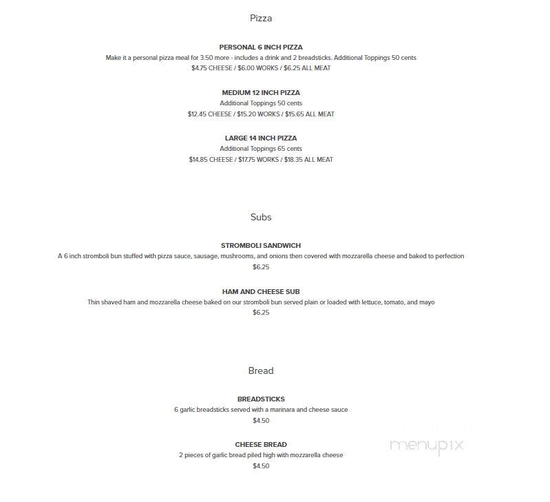 Fish Hut-Pizza - Petersburg, IN menu_pic