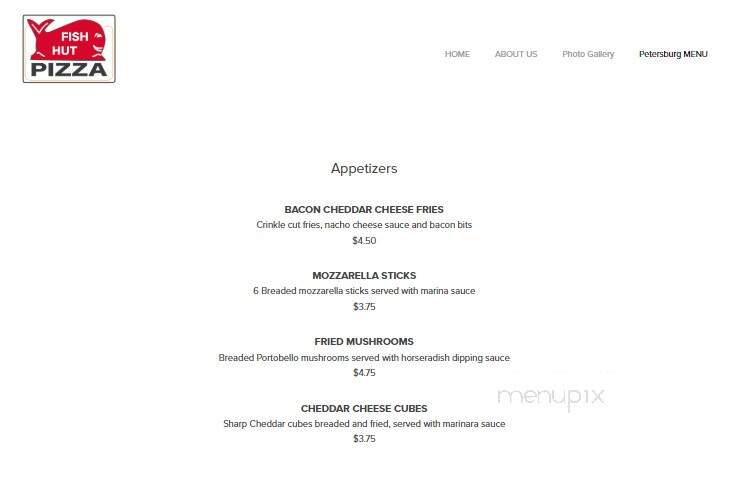 Fish Hut-Pizza - Petersburg, IN menu_pic