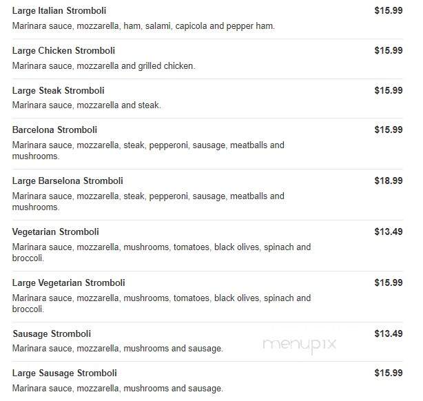 Barcelona Pizza - Wilmington, DE menu_pic