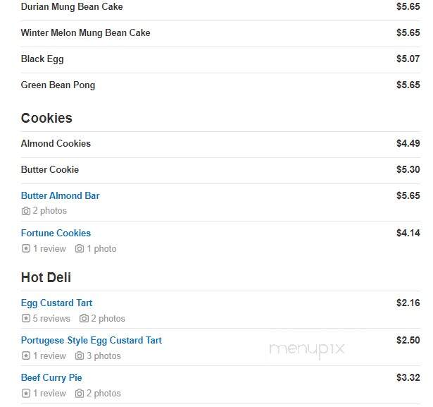 Diamond Bakery - Monterey Park, CA menu_pic