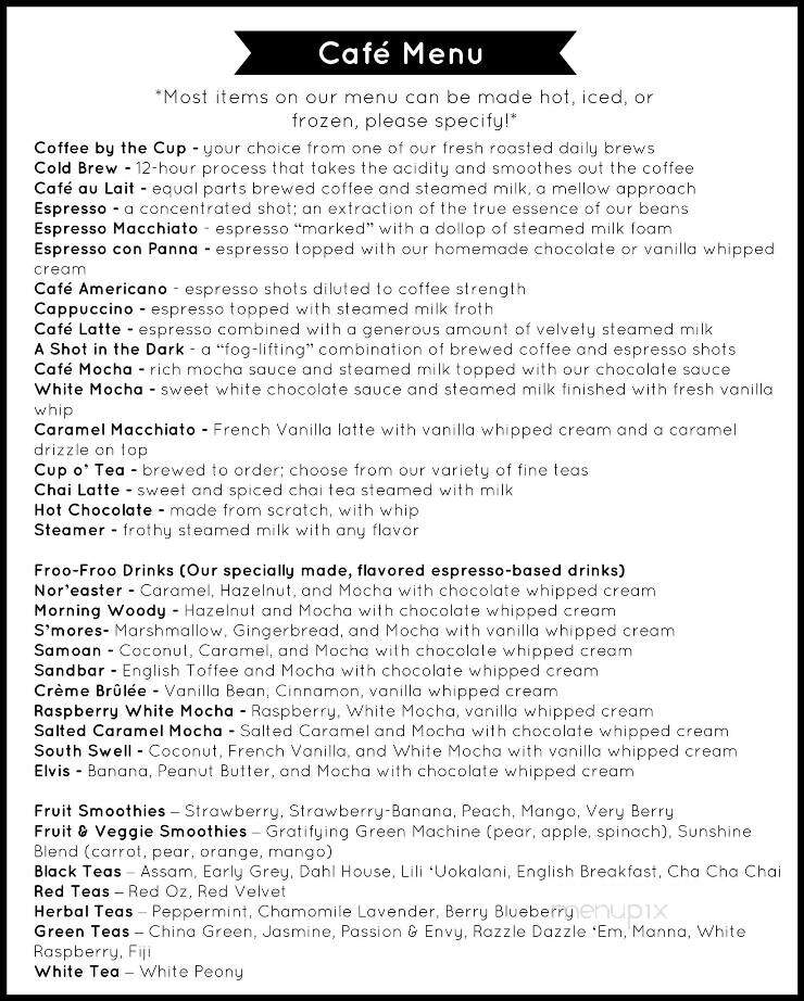 Morning View Coffee House & Roastery - Nags Head, NC menu_pic