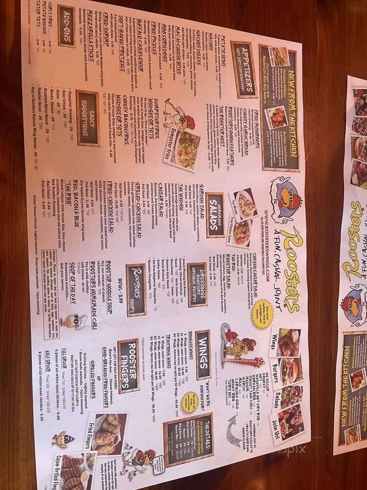 Roosters - Canton, OH menu_pic
