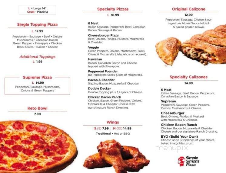 Simple Simon's Pizza - Pryor, OK menu_pic