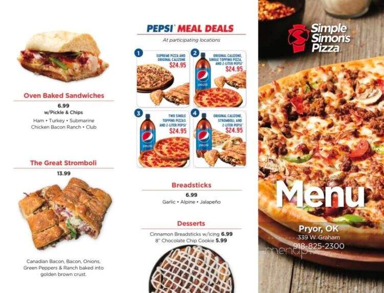 Simple Simon's Pizza - Pryor, OK menu_pic