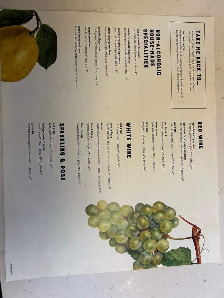 Tupelo Honey Cafe - Knoxville, TN menu_pic